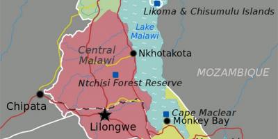 Karte ezera Malavi āfrikā