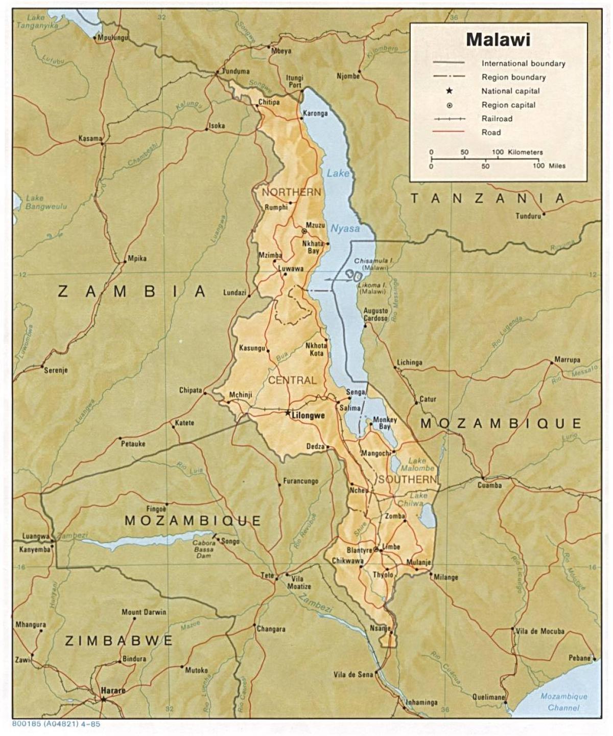 ezera Malāvija kartē
