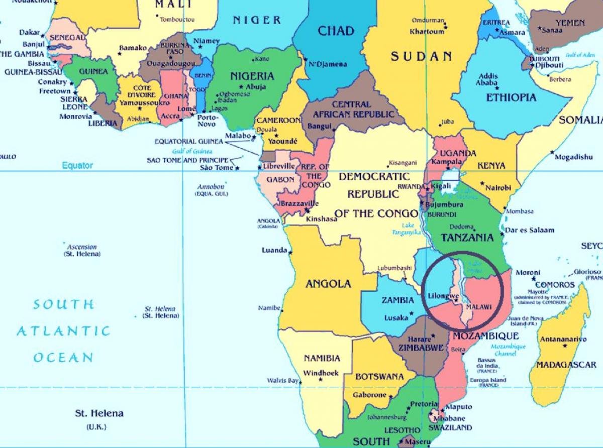 Malāvija valsti pasaules kartē